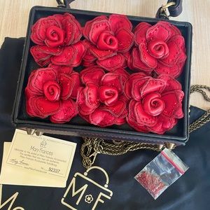Mary Frances Love Story 3D roses Top handle bag